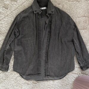 Gray Denim Button-Up Shirt